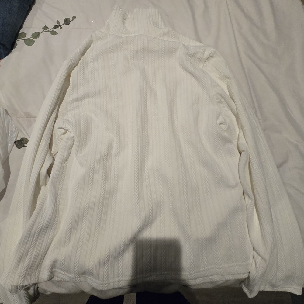 SHEIN Off-White Textured Turtle Neck Long Sleeved Shirt